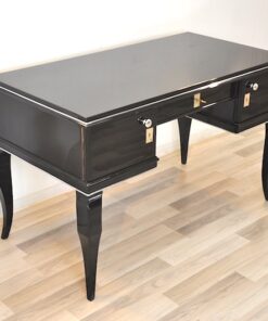 Art Deco lady desk, unique design, rare body form, original curved legs, clean interior