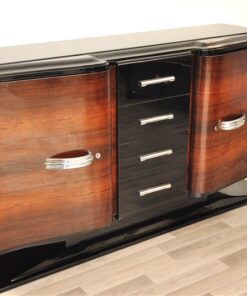 Art Deco Sideboard, higloss paintjob (interior & exterior), france foot, original fittings, glasplate, 4 big drawers, curved swingdoors