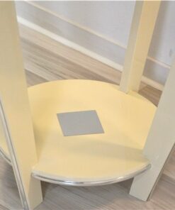 Art Deco table, wonderful shape, handpolished, chromelines, ivory paintjob, unique furniture