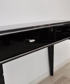 Art Deco Console, pointing feet, 2 big drawers, chromefittings, handpolished