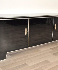 Art Deco Lowboard, classic body, rotating chromebars, clean interior, topplate made of lacobelglas
