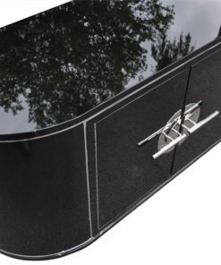 Art Deco Sideboard, wonderful body, chromebars, handpolished, highgloss black