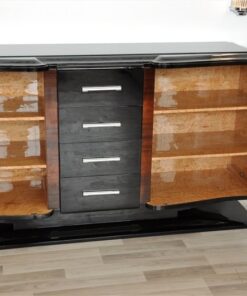 Art Deco Sideboard, higloss paintjob (interior & exterior), france foot, original fittings, glasplate, 4 big drawers, curved swingdoors