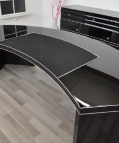 Bauhaus CEO desk , USA 1950, highgloss black, leatherplate, exceptional form, great body
