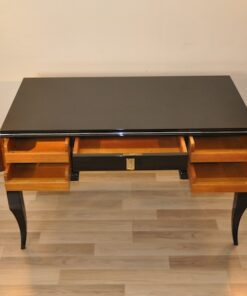 Art Deco lady desk, unique design, rare body form, original curved legs, clean interior
