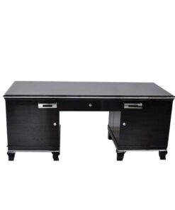 Art Deco Desk, classic Art Deco desk, france, 2 swing doors, clean interior, chromebands, chromefittings, handpolished
