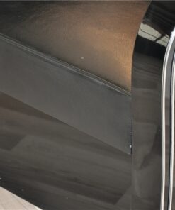 Art Deco armachair, swung armrests, black leather, rotating chromelines