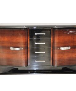 Art Deco Sideboard, higloss paintjob (interior & exterior), france foot, original fittings, glasplate, 4 big drawers, curved swingdoors