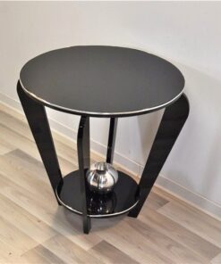 Art Deco Sidetable, chromeball, rare curved legs, chromebars, handpolished