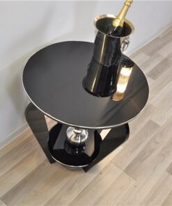 Art Deco Sidetable, chromeball, rare curved legs, chromebars, handpolished