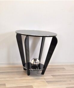 Art Deco Sidetable, chromeball, rare curved legs, chromebars, handpolished