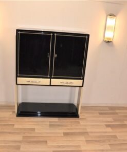 Art Deco Highboard, 2-tone paintjob, ivory/ highgloss black, unique Design, great interior