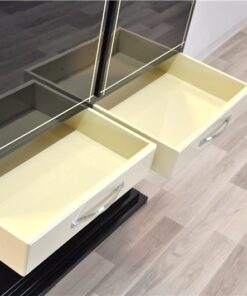 Art Deco Highboard, 2-tone paintjob, ivory/ highgloss black, unique Design, great interior