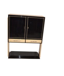 Art Deco Highboard, 2-tone paintjob, ivory/ highgloss black, unique Design, great interior