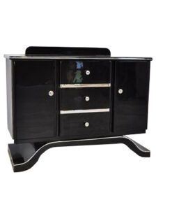 Black Art Deco Commode with a Curved Foot