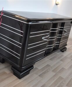 Art Deco Sideboard, Chromliner, Pianolacquer, great handles, plenty of storage space, absolute Eyecatcher