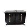 Art Deco Highboard, big chrome handles, highgloss black lacquer, plenty of storage space, clear design