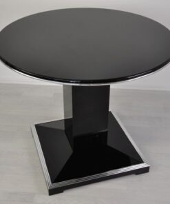 french Loungetable, Art Deco, chromeapplications,square foot, fine Details, france 1935, lacobel glass plate