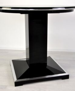 french Loungetable, Art Deco, chromeapplications,square foot, fine Details, france 1935, lacobel glass plate