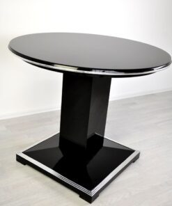 french Loungetable, Art Deco, chromeapplications,square foot, fine Details, france 1935, lacobel glass plate