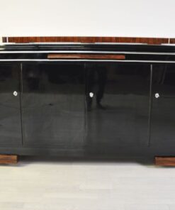 Luxurious Art Deco Sideboard, Burlwood Details, extension plate made of mamor, highgloss lacquer, french feet
