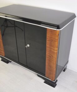 Art Deco Commode, walnutwood Ornamentations , Pianolacquer, simple bodyform