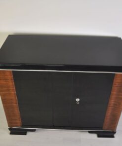 Art Deco Commode, walnutwood Ornamentations , Pianolacquer, simple bodyform