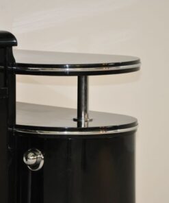 wonderful body language highgloss black pianolacquer with fine chromebars 2 drawers and one big swing door open design and painted backpanel