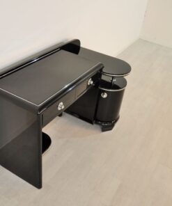 wonderful body language highgloss black pianolacquer with fine chromebars 2 drawers and one big swing door open design and painted backpanel