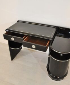 wonderful body language highgloss black pianolacquer with fine chromebars 2 drawers and one big swing door open design and painted backpanel