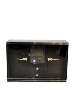 Straight Art Deco Showcase Sideboard with Curved Chrome Handles