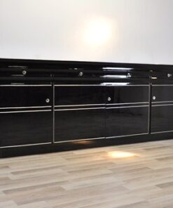 Art Deco, Sideboard, Buffet, XXL, extra big, chromliner, chromelines, highgloss, black, pianolacquer, design, furniture, storage, living room