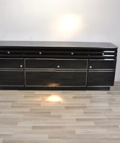 Art Deco, Sideboard, Buffet, XXL, extra big, chromliner, chromelines, highgloss, black, pianolacquer, design, furniture, storage, living room