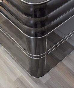 Art Deco, Sideboard, Buffet, XXL, extra big, chromliner, chromelines, highgloss, black, pianolacquer, design, furniture, storage, living room