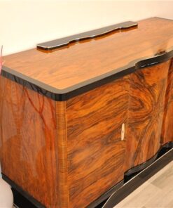 Art Deco, Sideboard, walnut wood, curved, shaped, great shape, unique wood, living room furniture, storage space, highgloss