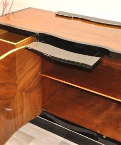 Art Deco, Sideboard, walnut wood, curved, shaped, great shape, unique wood, living room furniture, storage space, highgloss