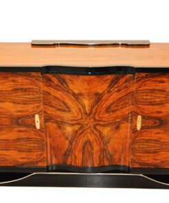 Art Deco, Sideboard, walnut wood, curved, shaped, great shape, unique wood, living room furniture, storage space, highgloss