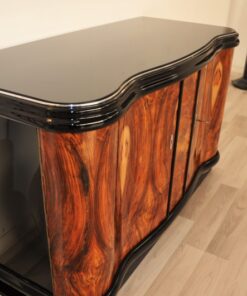 Vintage, Antique, Art Deco, Commode, Burwood, Veneer, Sideboard, Pianolacquer, polished, highgloss, curved doors, living room, design