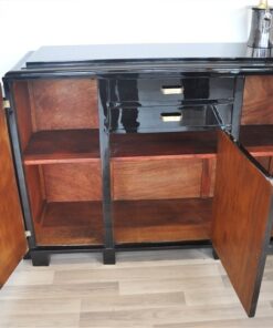 Art Deco, Sideboard, Highboard, Buffet, Pianolacquer, highgloss, refined, restored, beautiful, design, compact, measurements, living room