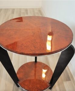 Art Deco, Sidetable, Table, elegant, pianolacquer, legs, highgloss, burlwood, polished, living room, design, furniture, small