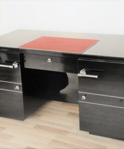 french, art deco, desk, great details, design, shelve, alcantara leather, pianolacquer, chromelines, chrome handles, office furniture