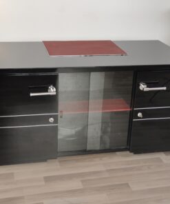 french, art deco, desk, great details, design, shelve, alcantara leather, pianolacquer, chromelines, chrome handles, office furniture