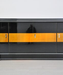 Art, Deco, Sideboard, Maple Application, furniture, Buffet, doors, drawers, black, high gloss, storage, luxury, high end, chromebars