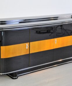 Art, Deco, Sideboard, Maple Application, furniture, Buffet, doors, drawers, black, high gloss, storage, luxury, high end, chromebars