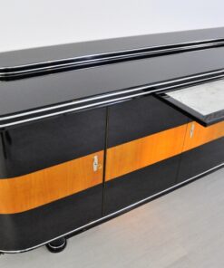 Art, Deco, Sideboard, Maple Application, furniture, Buffet, doors, drawers, black, high gloss, storage, luxury, high end, chromebars