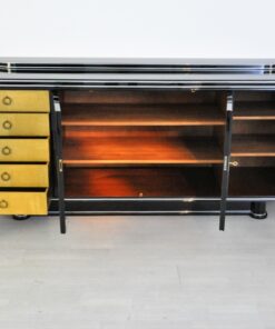 Art, Deco, Sideboard, Maple Application, furniture, Buffet, doors, drawers, black, high gloss, storage, luxury, high end, chromebars