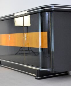 Art, Deco, Sideboard, Maple Application, furniture, Buffet, doors, drawers, black, high gloss, storage, luxury, high end, chromebars