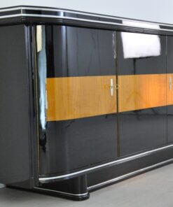 Art, Deco, Sideboard, Maple Application, furniture, Buffet, doors, drawers, black, high gloss, storage, luxury, high end, chromebars