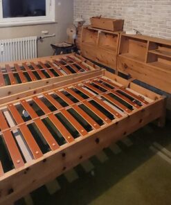 Real wood bed frame and headboard (handmade) including slatted frames