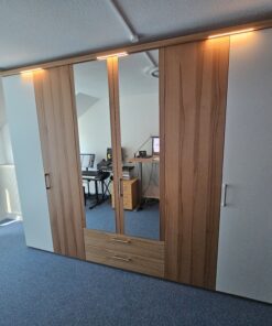 neuer Drehtürenschrank "Venda" 6-türig mit Spiegel und Lichtleiste 299,2x232,5x57,5